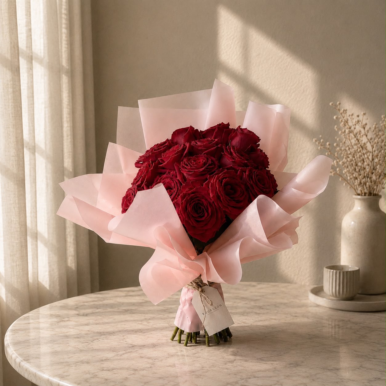 Mademoiselle magenta rose bouquet Bahrain - Bourgéon luxury flowers