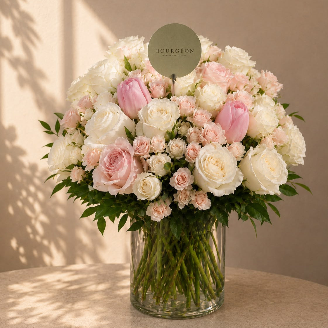 Belle Fleur pink rose flower vase Bahrain - Bourgéon luxury florist