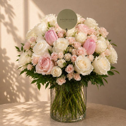 Belle Fleur pink rose flower vase Bahrain - Bourgéon luxury florist