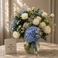 Nuage blue hydrangea bubble vase arrangement Bahrain - Bourgéon